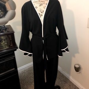 Beautiful 1940s style, Tie waist tailored blazer, pants suit.